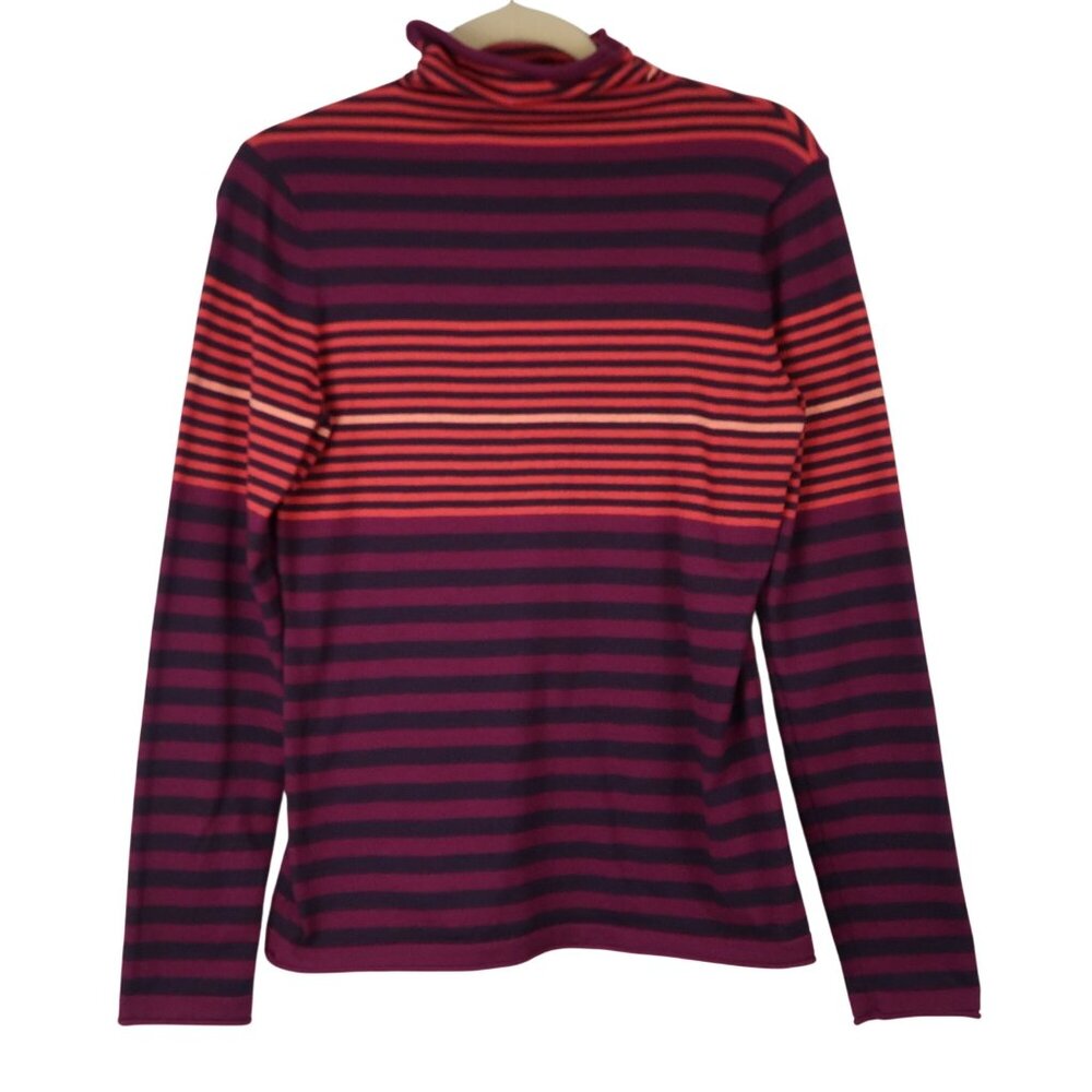 Duluth Trading Co Womens S Striped Long Sleeve Turtleneck Coolmax Top Sweater